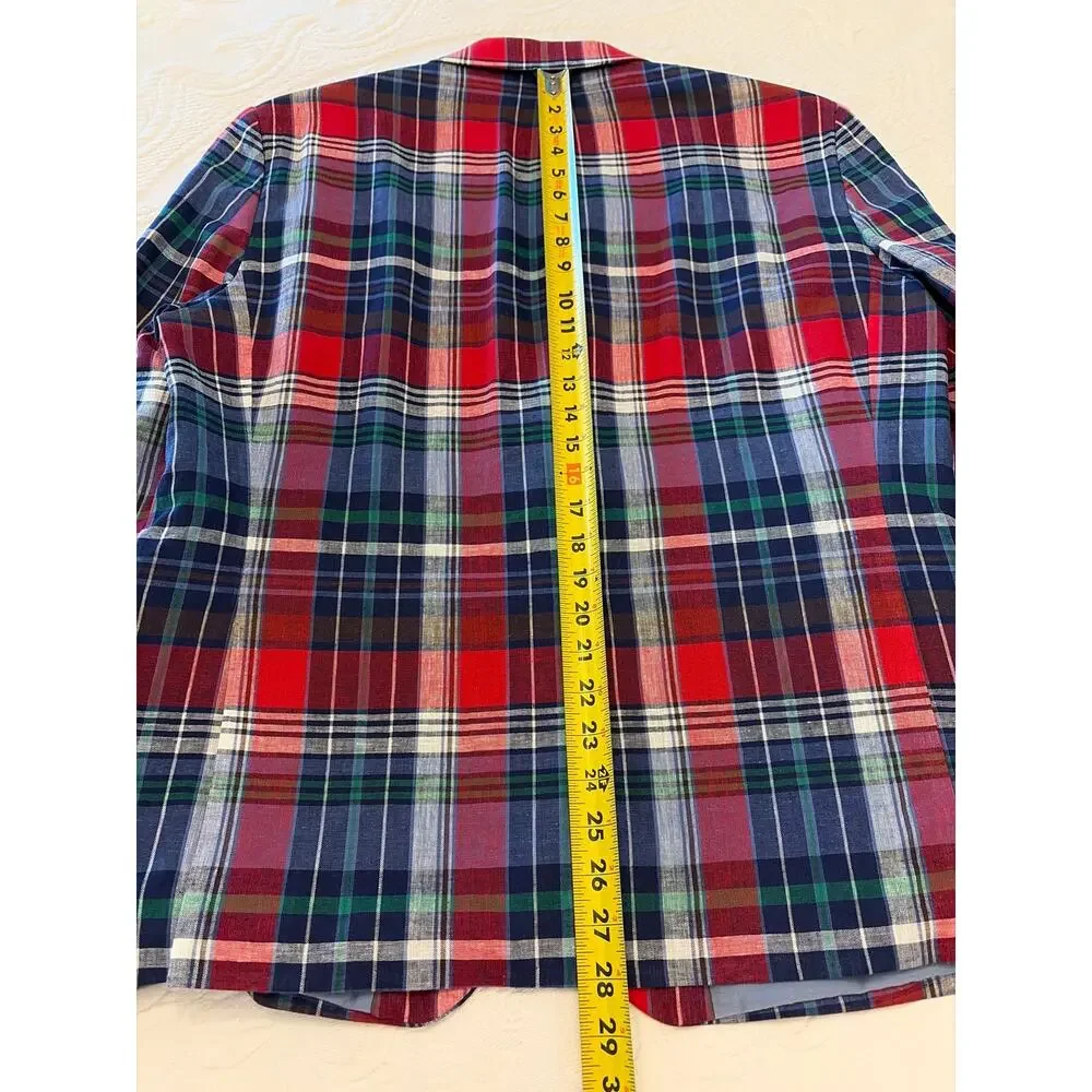 NWT IZOD Plaid Linen Blend Sport Coat Blazer 42S Preppy Derby Golfcore - Picture 9 of 14